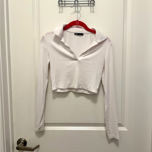 zara | white collared long sleeve - Picture 2 of 4
